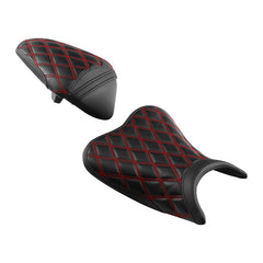 C.C. RIDER Ninja 400 Z400 Front And Rear Seat Fit For Kawasaki Black Red Lattice Stitch, 2018-2024