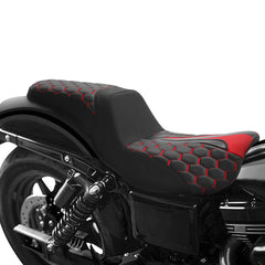 Gel Seat C.C. RIDER Dyna Step Up Seat 2 up Seat Honeycomb Stitching For Dyna Low Rider Fat Bob FXD/FXDWG, 2006-2017