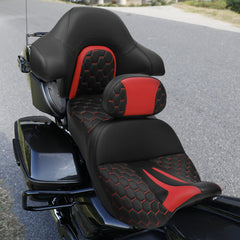 C.C. RIDER Rider Backrest 2 Up Seat Driver Backrest Pad For Harley Touring CVO Street Glide Road Glide Electra Glide Road King, 1988-2025