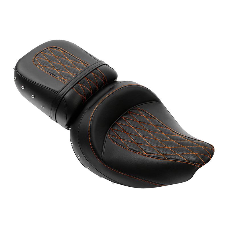 C.C. RIDER Indian Seat 2 Piece 2 Up Seat Lattice Stitch Studs Design For Indian Chieftain Dark Horse Chieftain Limited Chieftain Elite, 2014-2025