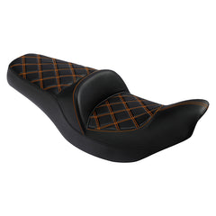 C.C. RIDER Indian Seat One Piece 2 Up Seat Orange Lattice Stitching For Indian Chieftain Models, 2014-2025