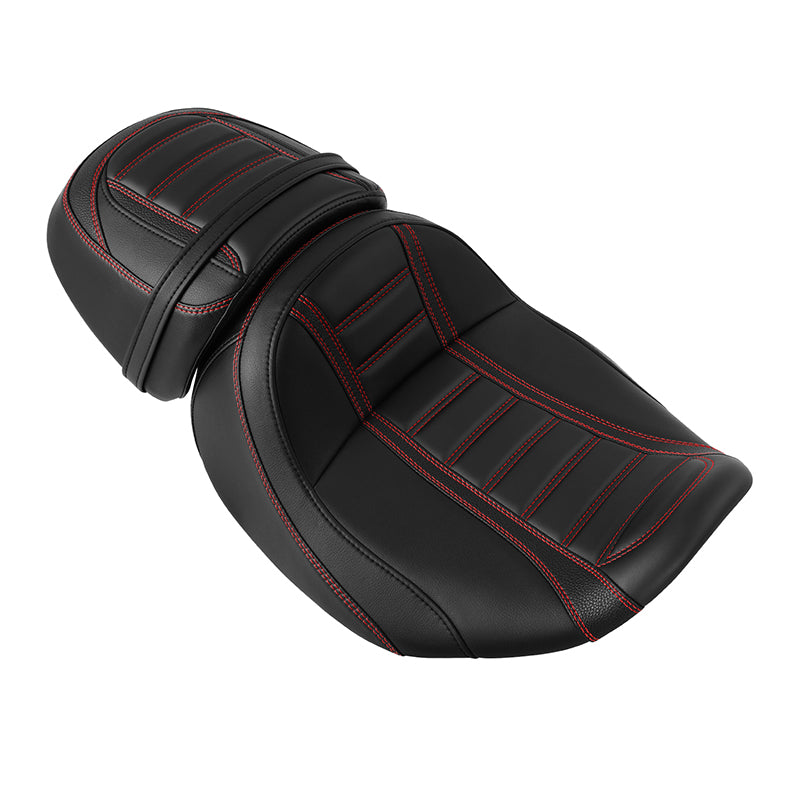 C.C. RIDER Touring Seat Two Piece 2 Up Seat Driver Solo Seat Passenger Seat Red Stitching For CVO Street Glide CVO Road Glide, 2023-2025