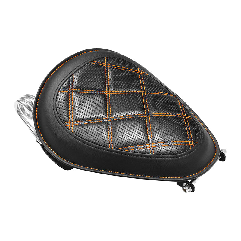 C.C. Rider Alcantara Solo Spring Seat for Harley Dyna Super Glide/Wide Glide 2007-2017 (Orange & Black)