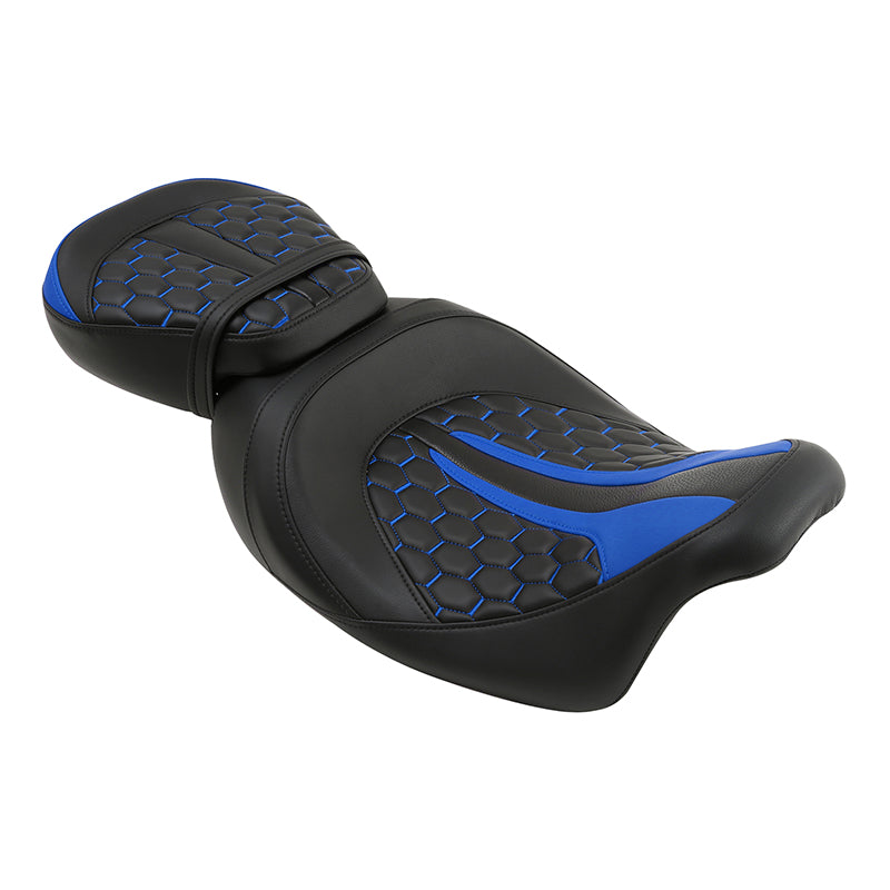 C.C. RIDER Touring Seat Two Piece 2 Up Seat Low Profile Driver Passenger Seat Custom For Street Glide Road King Road Glide, 2009-2023
