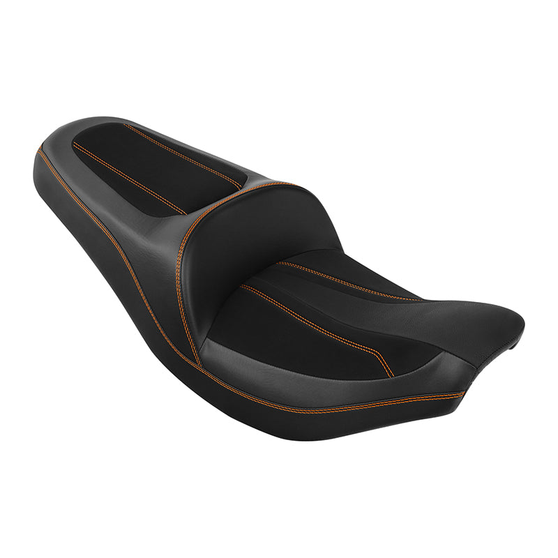 C.C. RIDER Indian Seat One Piece 2 Up Seat Orange Stitching Alcantara Seat For Indian Chieftain Models, 2014-2025