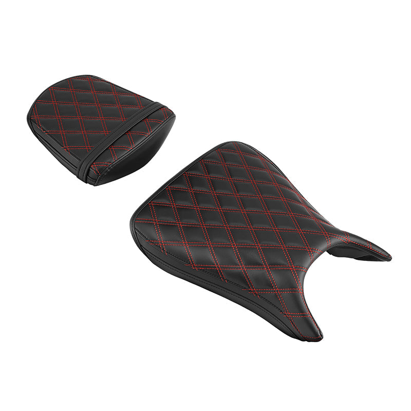C.C. RIDER YZF R6 YZF R6S Front And Rear Seat Black Red Diamond For YAMAHA YZFR6 2003-2005 YZFR6S 2006-2009