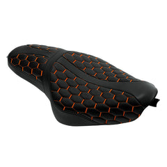 C.C. RIDER Orange Honeycomb Sportster Seat 2 up Seat Iron 883 Iron 1200 XL883 XL1200 Bobbor Seat, 2004-2023