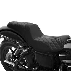 Gel Seat C.C. RIDER Dyna Step Up Seat 2 up Seat Honeycomb Stitching For Dyna Low Rider Fat Bob FXD/FXDWG, 2006-2017