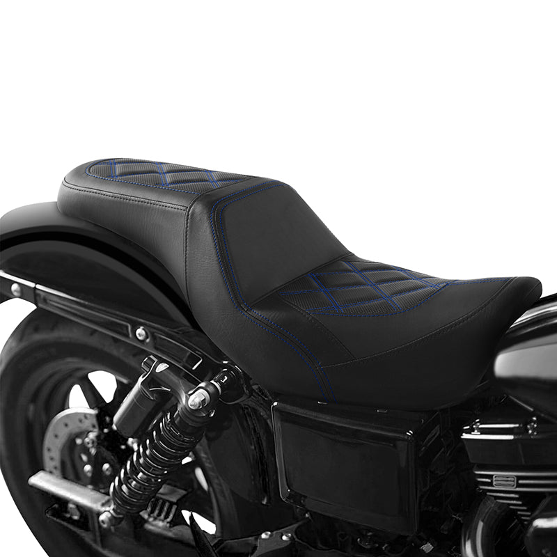 Gel Seat C.C. RIDER Dyna Step Up Seat 2 up Seat Diamond Stitching For Dyna Low Rider Fat Bob FXD/FXDWG, 2006-2017