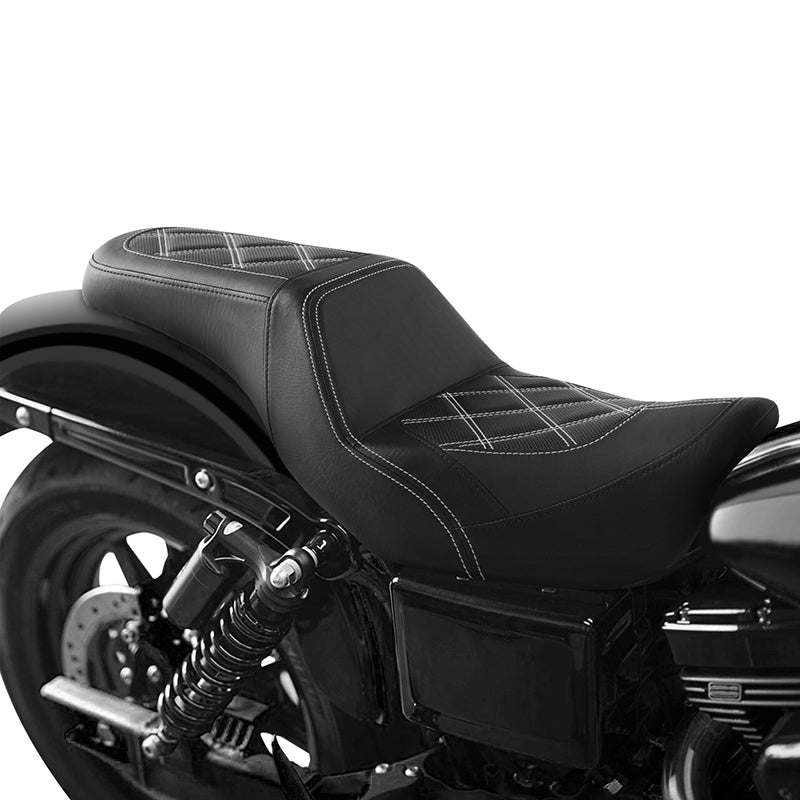 Gel Seat C.C. RIDER Dyna Step Up Seat 2 up Seat Diamond Stitching For Dyna Low Rider Fat Bob FXD/FXDWG, 2006-2017