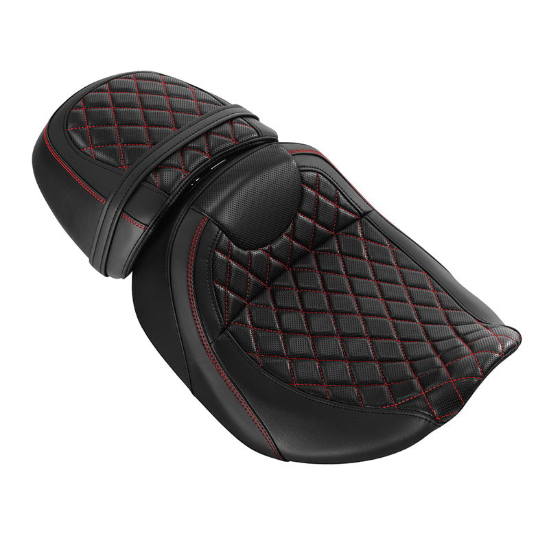 Gel Seat C.C. RIDER Touring Seat Two Piece 2 Up Seat Driver Solo Seat Passenger Seat Lattice Stitching For CVO Road Glide CVO Street Glide, 2023-2025