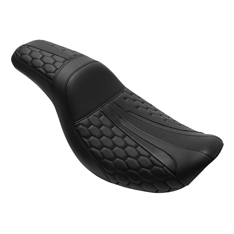 Gel Seat C.C. RIDER Dyna Seat 2 up Seat Motorcycle Seat Black Honeycomb For Dyna Low Rider Fat Bob FXD/FXDWG, 2006-2017