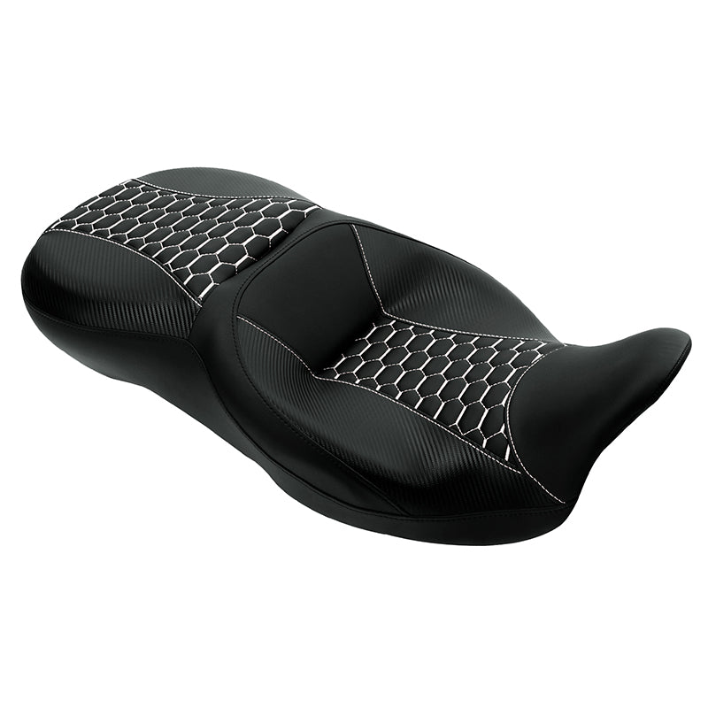C.C. RIDER Touring Seat 2 Up Seat Driver Passenger Seat Homeycomb For Harley CVO Road Glide Electra Glide Street Glide Road King, 2009-2023