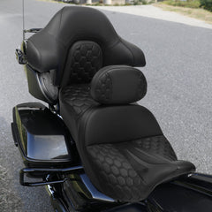 C.C. RIDER Rider Backrest 2 Up Seat Driver Backrest Pad For Harley Touring CVO Street Glide Road Glide Electra Glide Road King, 1988-2025