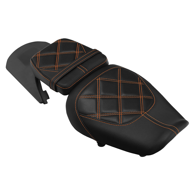 C.C. RIDER Sportster Seat 2 Piece Seat Driver And Passegner Seat Orange Lattice Stitching Fit For Harley Sportster S RH1250S 2021-Later