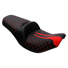C.C. RIDER Indian Seat One Piece 2 Up Seat Red Honeycomb Stitching For Indian Chieftain Models, 2014-2025