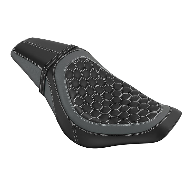 C.C. RIDER Softail Seat Low Rider S Low Rider ST Driver Passenger Seat Black And Gray Fit For Low Rider Sport Glide FXLR FXLRS FXLRST 2018-2025