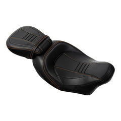 C.C. RIDER Touring Seat Two Piece 2 Up Seat Low Profile Driver Passenger Seat Bulllet For Road King Road Glide Street Glide, 2009-2023