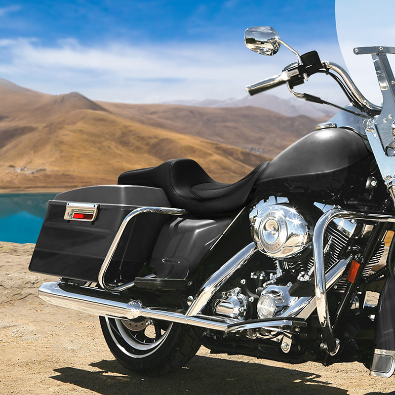 C.C. RIDER Touring Seat 2 Up Seat Driver Passenger Seat Extended Reach Tall Boy Seat Carbon Fiber Pattern, 2009-2023