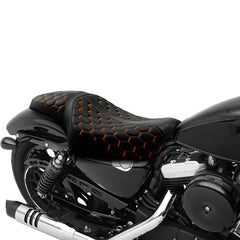 C.C. RIDER Orange Honeycomb Sportster Seat 2 up Seat Iron 883 Iron 1200 XL883 XL1200 Bobbor Seat, 2004-2023