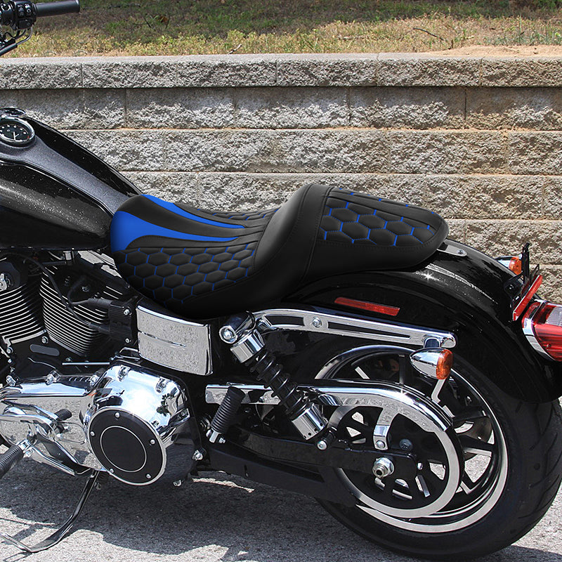 C.C. RIDER Dyna Seat 2 up Seat Motorcycle Seat Honeycomb For Dyna Low Rider Fat Bob FXD/FXDWG, 2006-2017