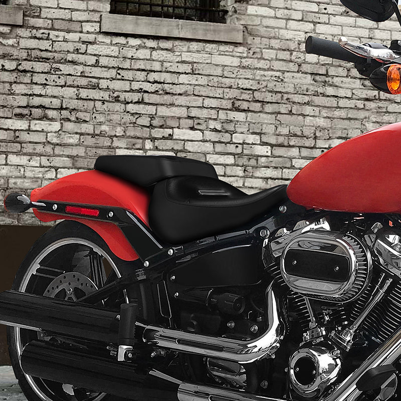 C.C.RIDER Softail Seat Two Piece 2 Up Seat Black Microfiber Leather For Harley Softail Breakout FXBR FXBRS, 2018-2023