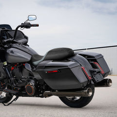 C.C. RIDER Touring Seat One Piece 2 Up Seat Driver Passenger Seat Black Carbon Fiber Stitching For Street Glide Road Glide, 2023-2025