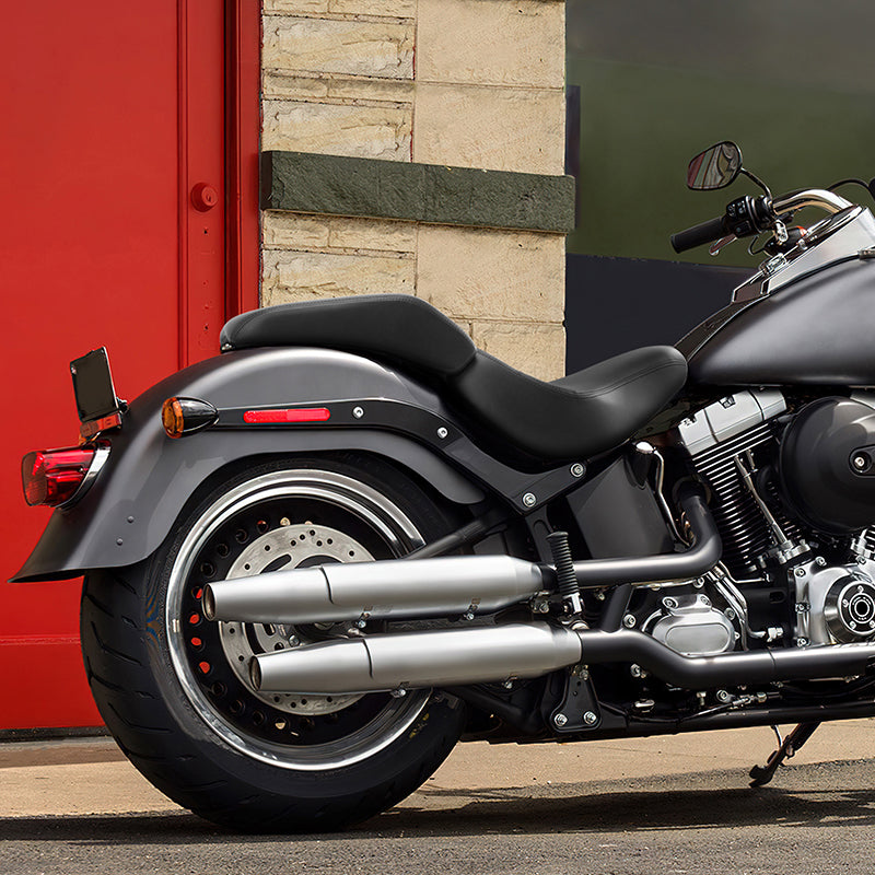 C.C. RIDER Softail Seat Two Piece 2 Up Seat Low Profile Driver Solo Seat Passenger Seat For Harley Fat Boy Cross Bones Softail, 2006-2017