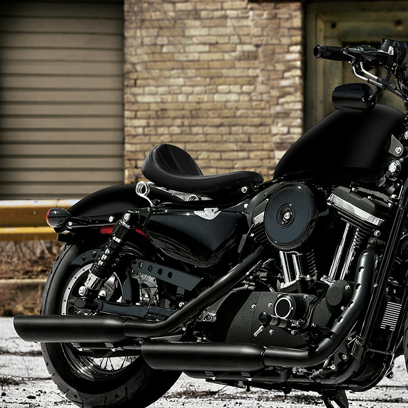 C.C. RIDER Sportster Seat Torsion Spring Solo Seat Max Profile Black Stitching For Iron883 Iron1200 Sportster48, 2004-2023