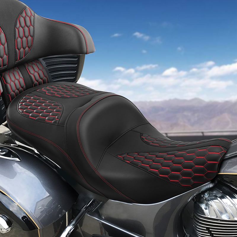 C.C.RIDER Indian Chieftain 2 Up Seat Touring Motorcycle Seat Honeycomb Stitching, 2014-2025