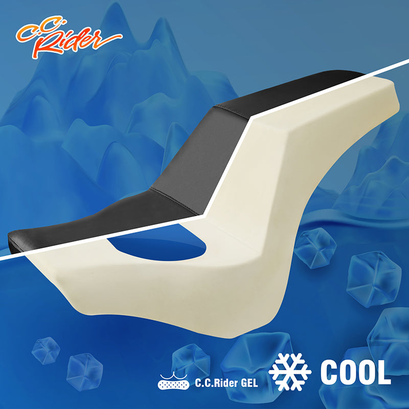 Gel Seat C.C. RIDER Softail Step Up Seat 2 Up Seat Diamond Stitching For Street Bob Softail FXBB Standard FXST Models 2018-2025