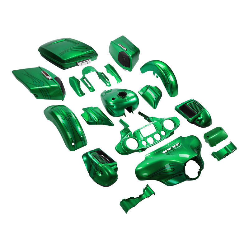 HR3 Flake Candy Green Complete Body Fairing Kit For Harley CVO Street Glide FLHXSE 14-23
