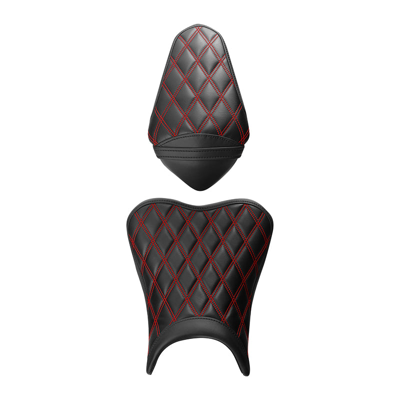 C.C. RIDER Ninja 400 Z400 Front And Rear Seat Fit For Kawasaki Black Red Lattice Stitch, 2018-2024