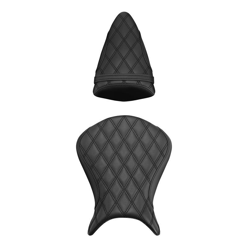 C.C. RIDER Ninja ZX6R Front And Rear Seat For Kawasaki Black Diamond Stitch, 2007-2008