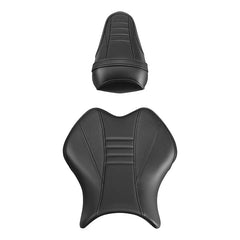 C.C. RIDER YZF R6 Front And Rear Seat Black Carbon Fiber Stitching For YAMAHA YZFR6 Black, 2017-2022