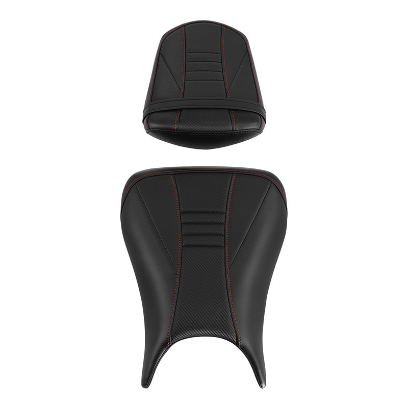 C.C. RIDER YZF R6 YZF R6S Front And Rear Seat Black Red Carbon Fiber Stitching For YAMAHA YZFR6 2003-2005 YZFR6S 2006-2009