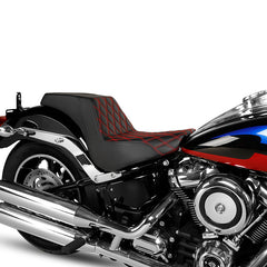 Gel Seat C.C. RIDER Softail Seat 2 up Seat Step Up Lattice Stitching For Softail Standard Street Bob FXBB Standard FXST, 2018-2025