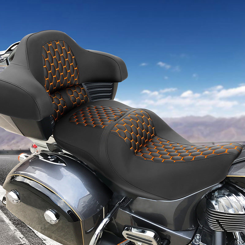 C.C.RIDER Indian Chieftain 2 Up Seat Touring Motorcycle Seat With Passenger Backrest Pad, 2014-2025