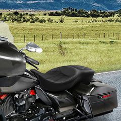 C.C. RIDER Touring Seat 2 Up Seat Driver Passenger Seat Double Roll For Harley CVO Road Glide Electra Glide Street Glide Road King, 2009-2023