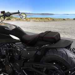 C.C. RIDER Sportster Seat 2 Piece Seat Driver And Passegner Seat Red Stitching Fit For Harley Sportster S RH1250S 2021-Later