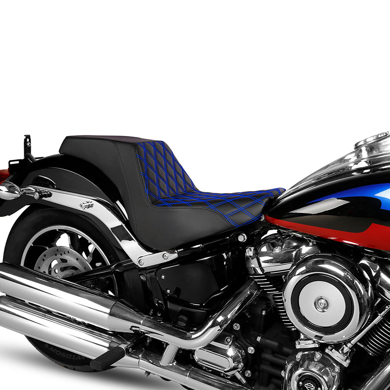 Gel Seat C.C. RIDER Softail Seat 2 up Seat Step Up Lattice Stitching For Softail Standard Street Bob FXBB Standard FXST, 2018-2025