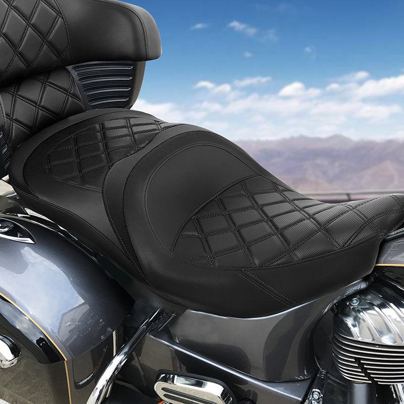 C.C.RIDER Indian Chieftain 2 Up Seat Touring Motorcycle Seat Diamond Stitching, 2014-2025