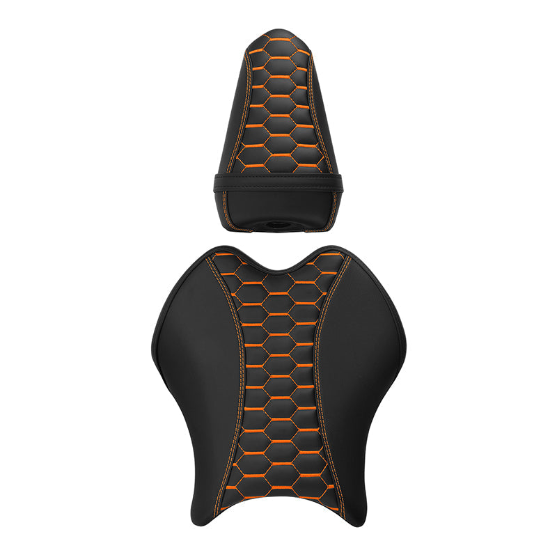 C.C. RIDER YZF R6 Front And Rear Seat Orange Honeycomb Stitiching For YAMAHA YZFR6, 2017-2022