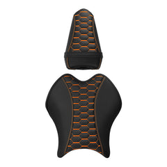 C.C. RIDER YZF R6 Front And Rear Seat Orange Honeycomb Stitiching For YAMAHA YZFR6, 2017-2022