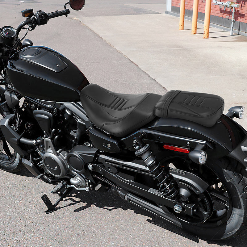 C.C. RIDER Sportster Seat 2 Piece Reach Seat Driver And Passegner Seat Black Carbon Fiber Pattern Fit For Harley Nightster RH975 2022-Later