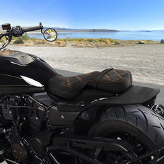 C.C. RIDER Sportster Seat 2 Piece Seat Driver And Passegner Seat Orange Lattice Stitching Fit For Harley Sportster S RH1250S 2021-Later