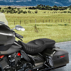 C.C. RIDER Touring Seat 2 Up Seat Driver Passenger Seat Homeycomb For Harley CVO Road Glide Electra Glide Street Glide Road King, 2009-2023