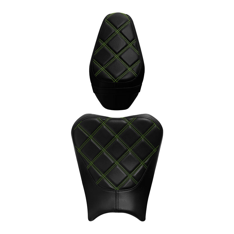C.C. RIDER Z900 Front And Rear Green Diamond Stitching Seat Fit For Kawasaki Z900, 2017-2024