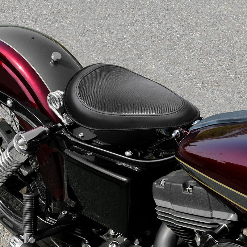 C.C. Rider Alcantara Solo Spring Seat for Harley Dyna Super Glide/Wide Glide 2007-2017 (Black Stitching)