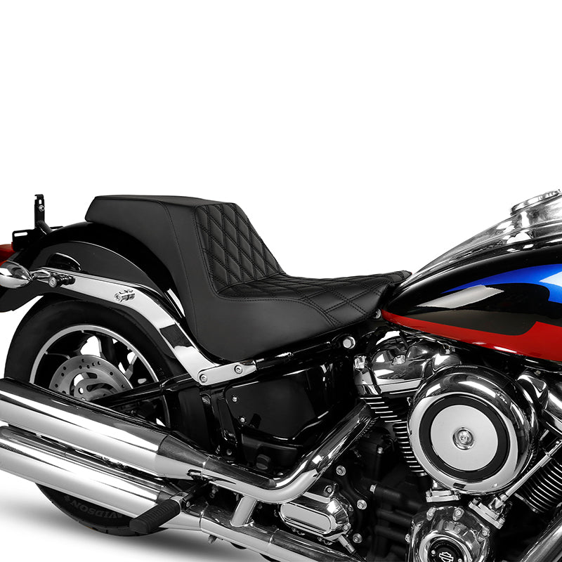 Gel Seat C.C. RIDER Softail Seat 2 up Seat Step Up Lattice Stitching For Softail Standard Street Bob FXBB Standard FXST, 2018-2025